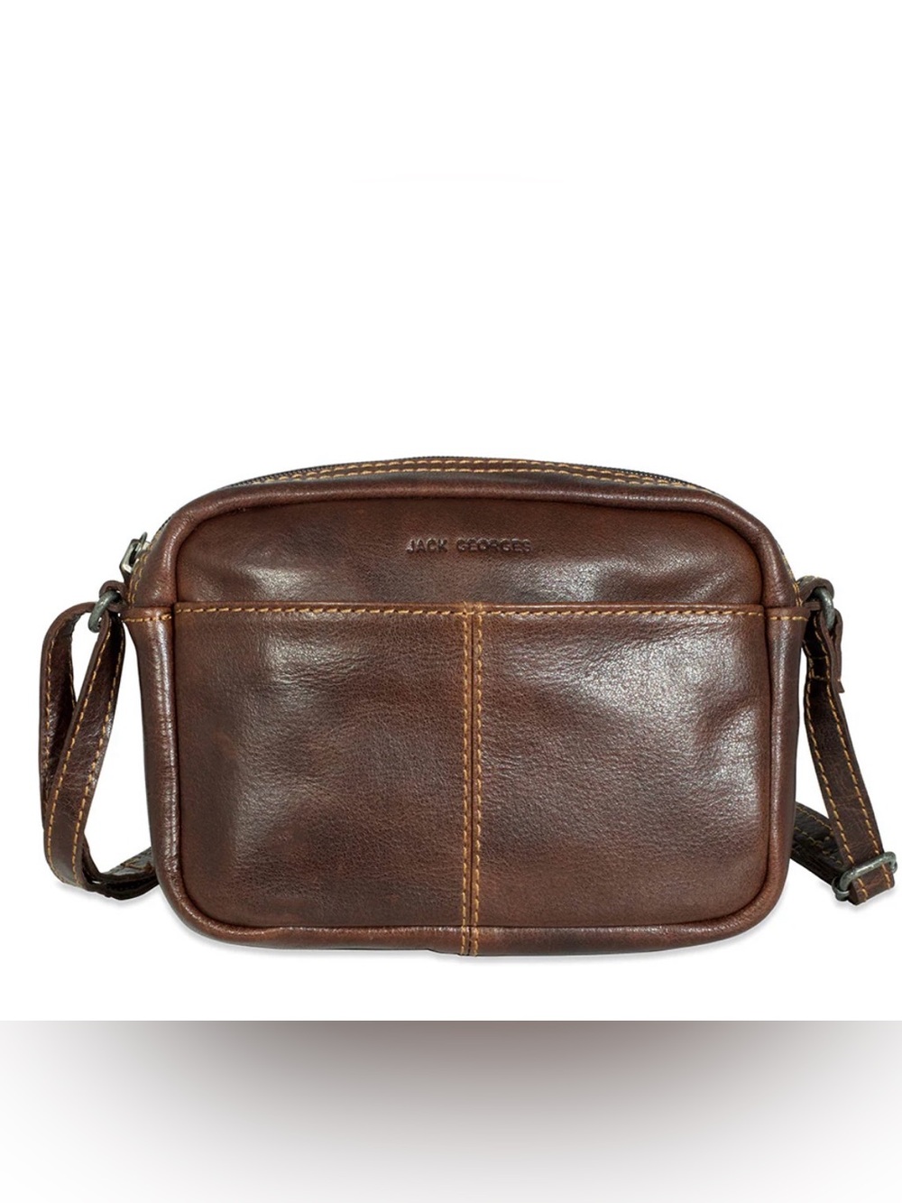Jack Georges Slim Crossbody Bag Brown Leather